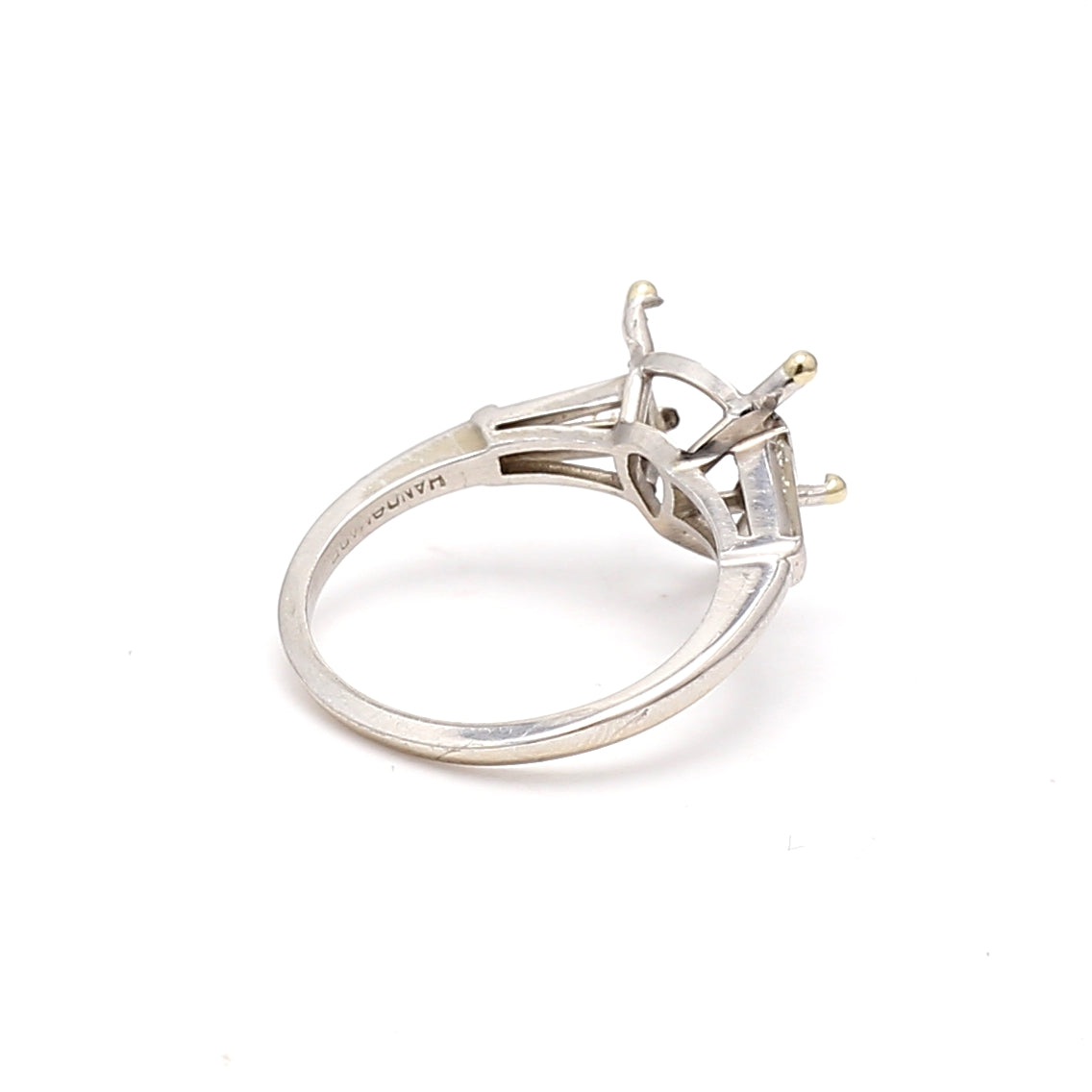 0.40 Carat Tapered Baguette Shape G SI1 Diamond Platinum Semi Mount Ring