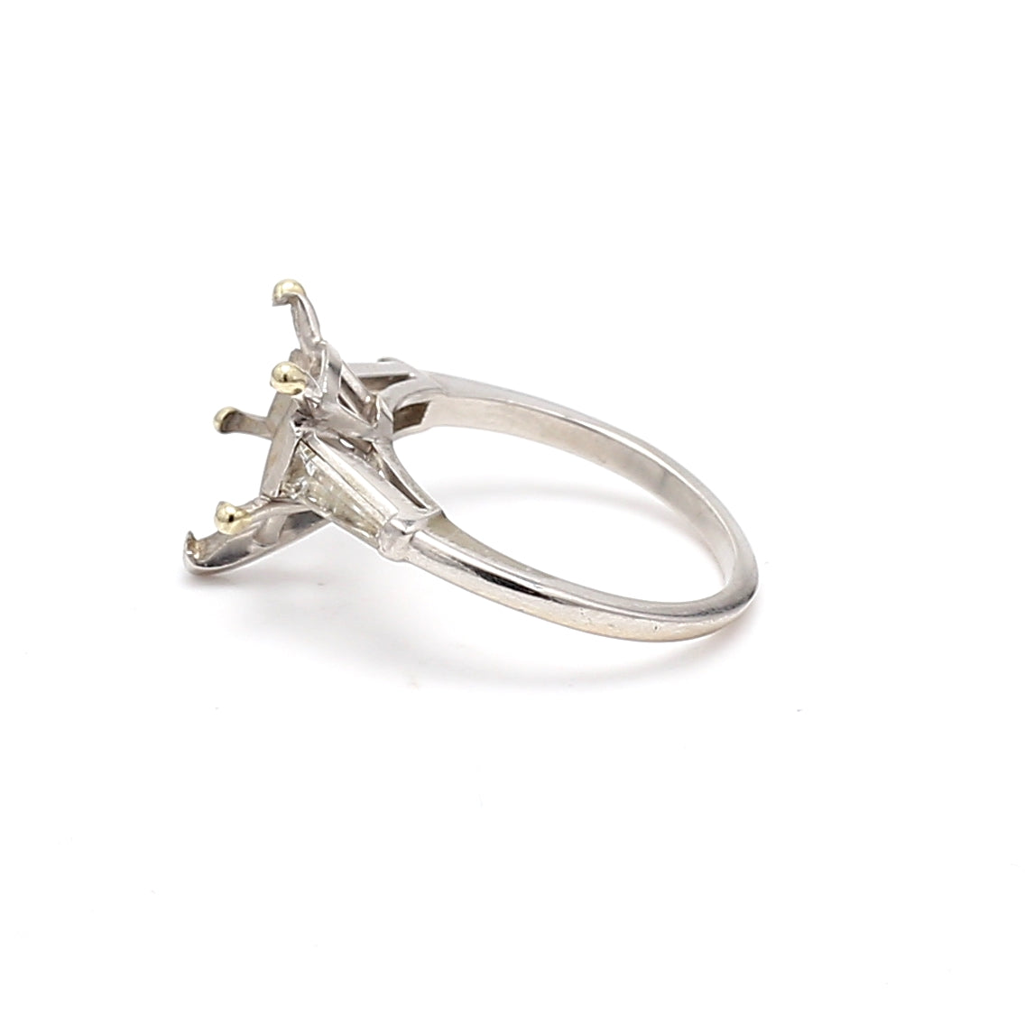 0.40 Carat Tapered Baguette Shape G SI1 Diamond Platinum Semi Mount Ring