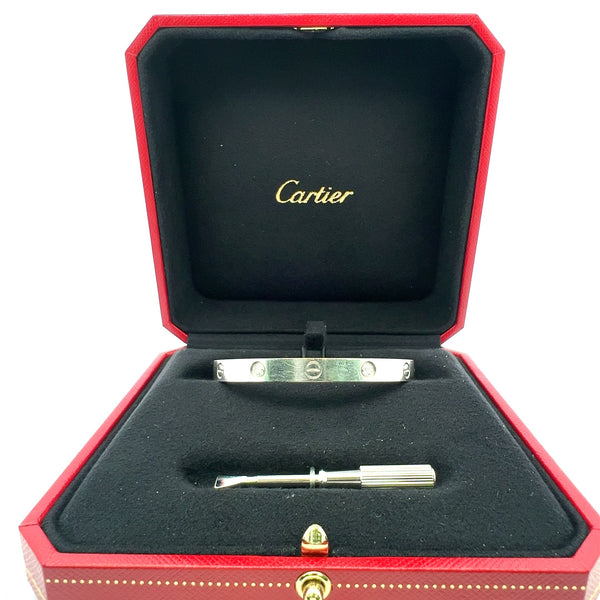 Cartier 0.42 Carat Round Diamond 18 Karat White Gold Love Bracelet Size 17
