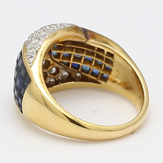 2.00 Carat Sapphire 0.48 Carat Round Brilliant Diamond 18K Yellow Gold Cocktail Ring
