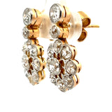 5.00 Carat Old European Cut Diamond 18K Two Tone Gold/Platinum Cluster Earrings