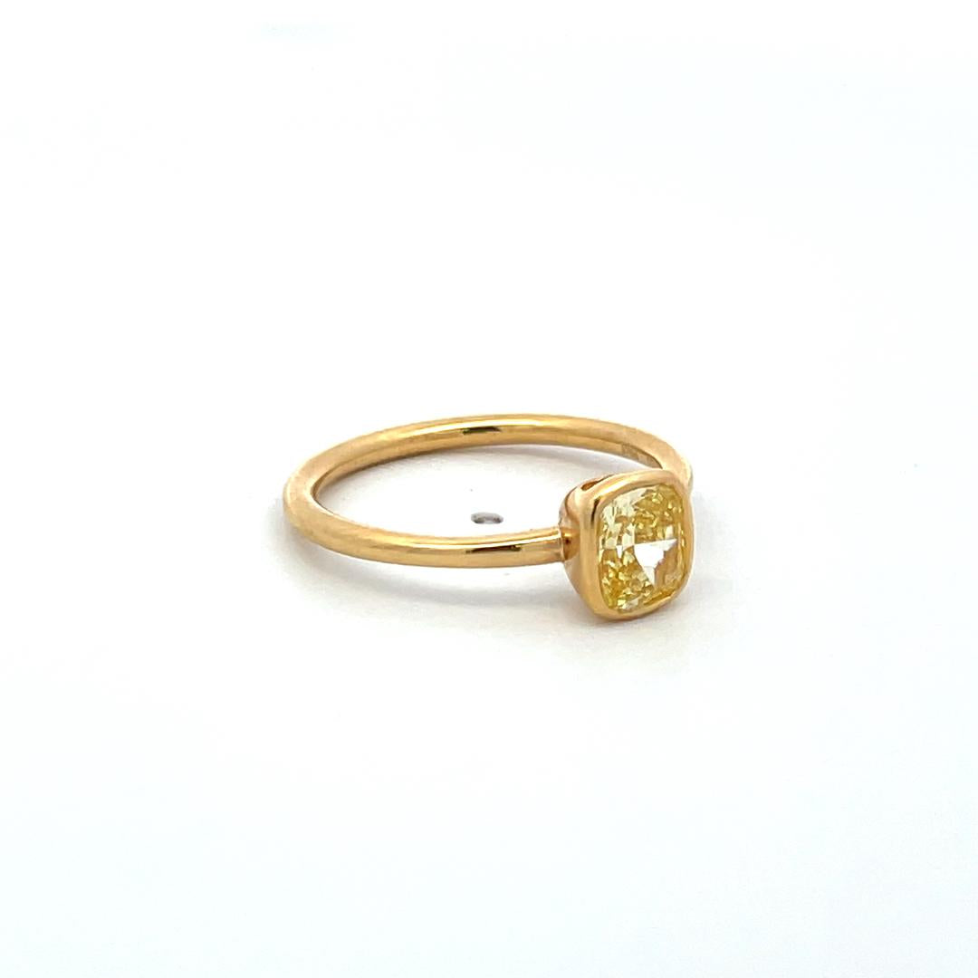 Tiffany & Co 0.90 Carat Cushion Intense FY Diamond 18K YG Engagement Ring