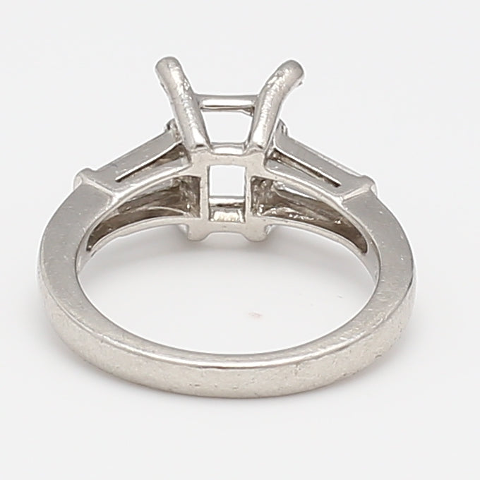 0.48 Carat Tapered Baguette Shape I SI1 Diamond Platinum Semi Mount Ring