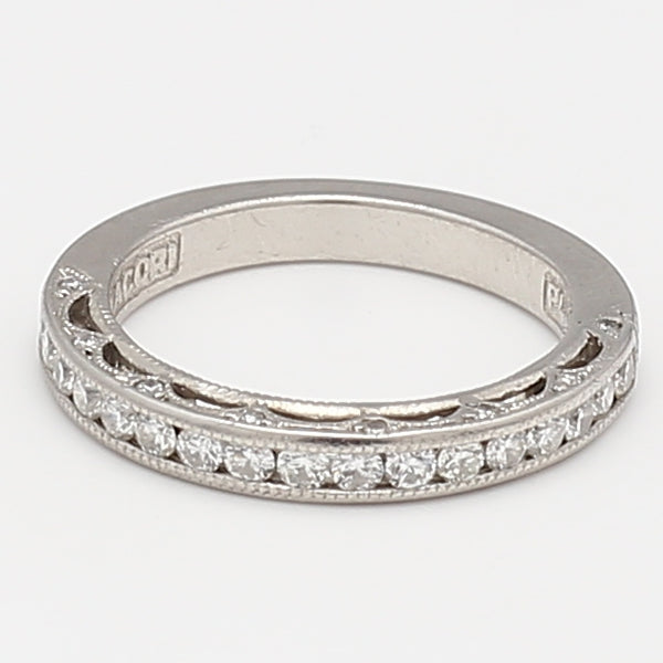 Tacori 0.32 Carat Round Brilliant I SI1 Diamond Platinum Half-Eternity Ring