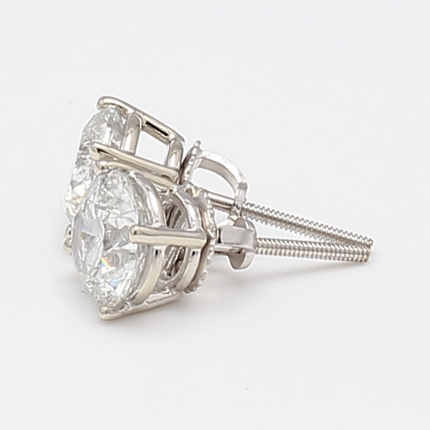 3.14 Carat Round Brilliant H-G I3 Diamond 14 Karat White Gold Stud Earrings