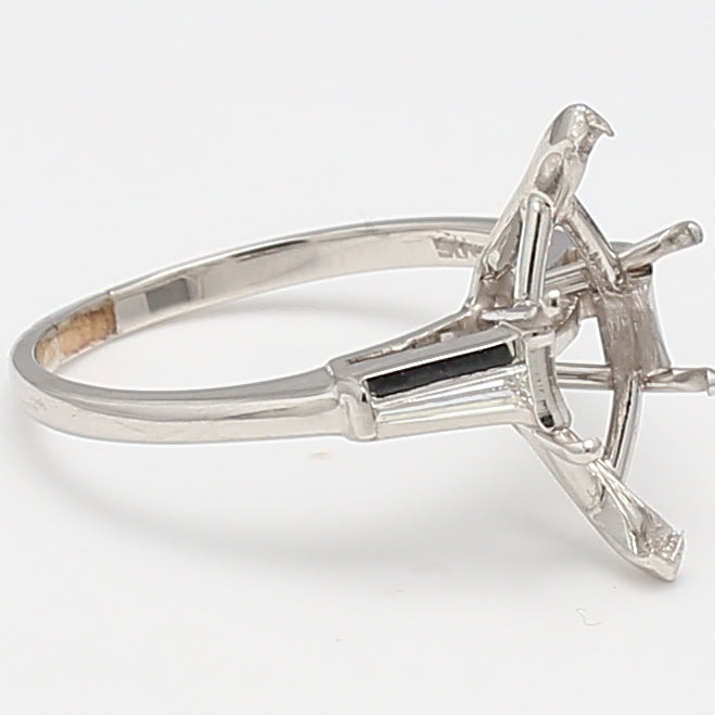 0.20 Carat Baguette Shape F VS1 Diamond Platinum Semi Mount Ring