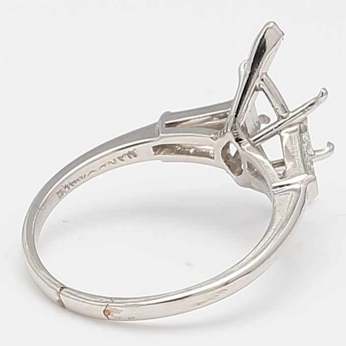 0.20 Carat Baguette Shape F VS1 Diamond Platinum Semi Mount Ring