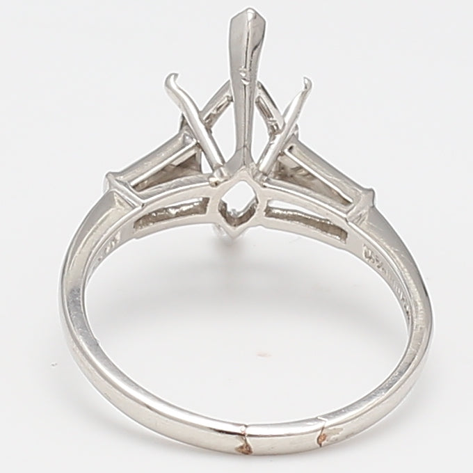 0.20 Carat Baguette Shape F VS1 Diamond Platinum Semi Mount Ring