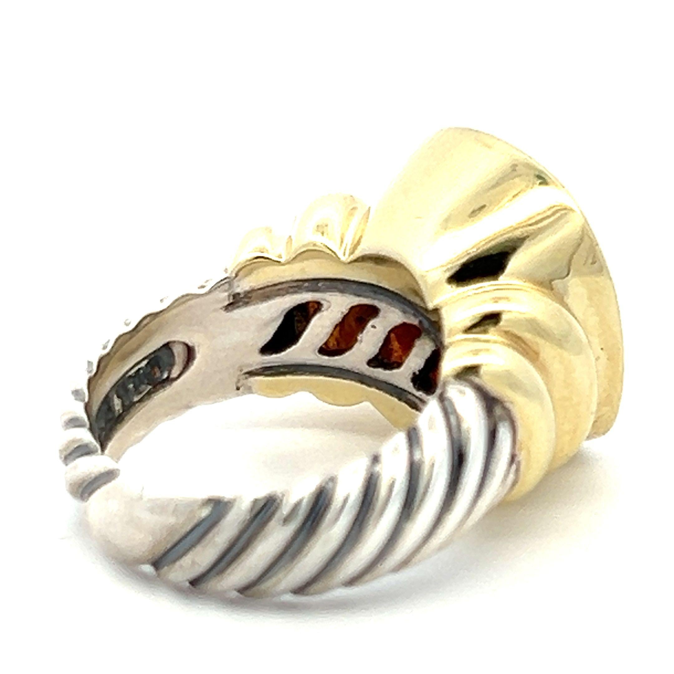David Yurman 9.00 Carat Citrine 14 Karat Two Tone Gold/Silver Cocktail Ring