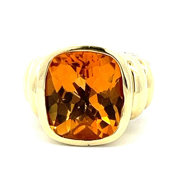 David Yurman 9.00 Carat Citrine 14 Karat Two Tone Gold/Silver Cocktail Ring