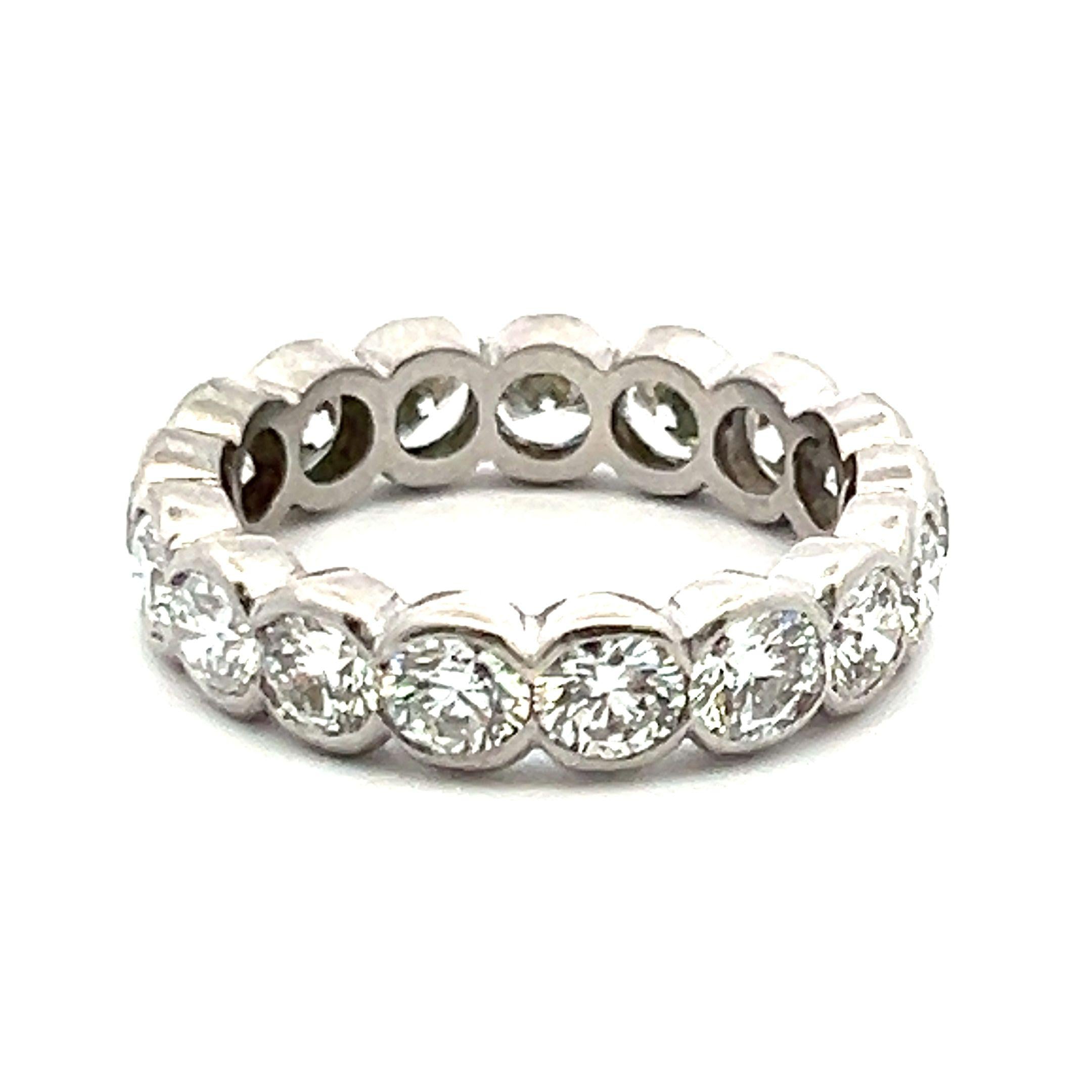 3.20 Carat Round Brilliant E VS1 Diamond Platinum Full Eternity Band Ring
