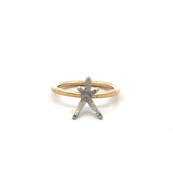 14 Karat Two Tone Gold/Platinum Semi Mount Ring Hold 2 plus carat pear shape