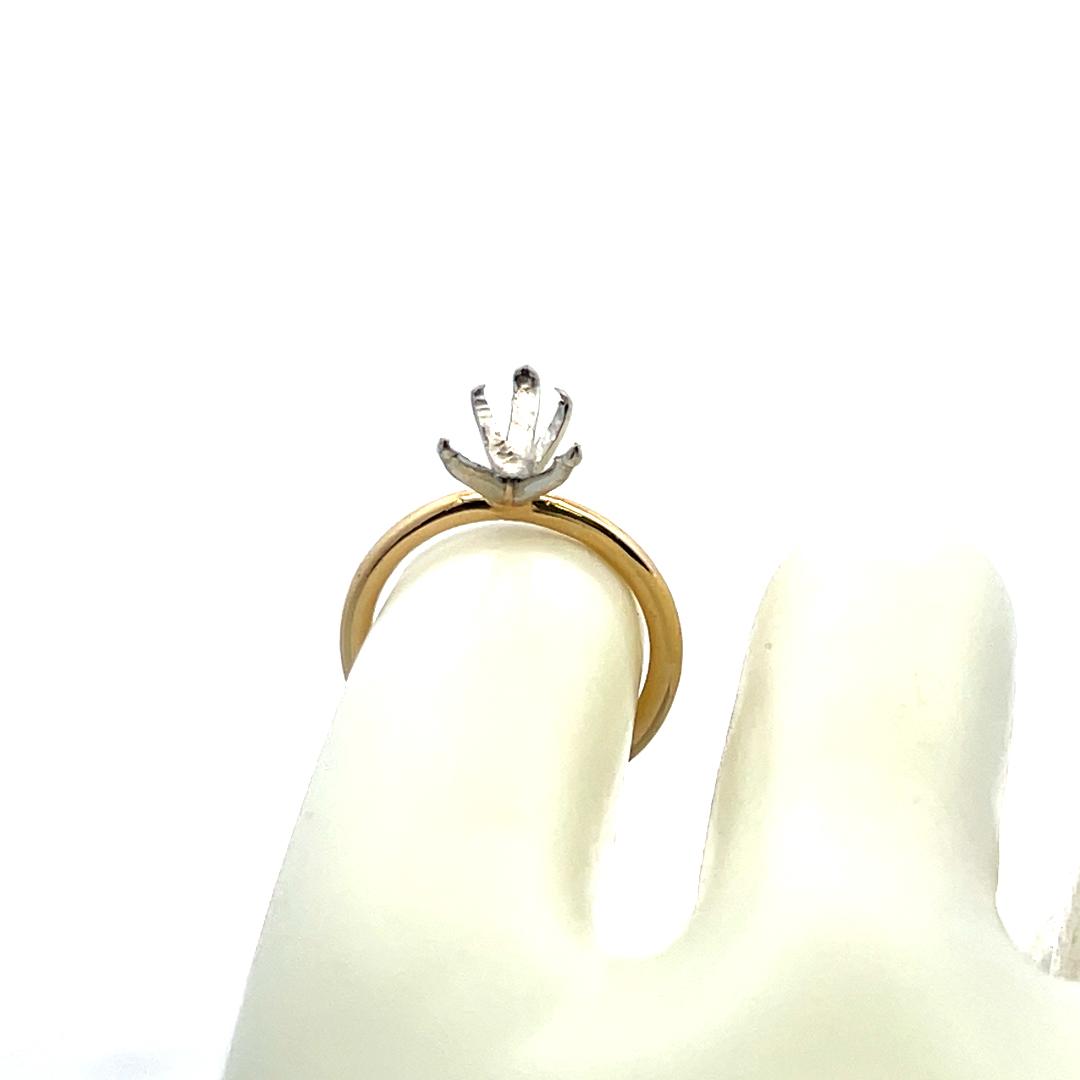 14 Karat Two Tone Gold/Platinum Semi Mount Ring Hold 2 plus carat pear shape