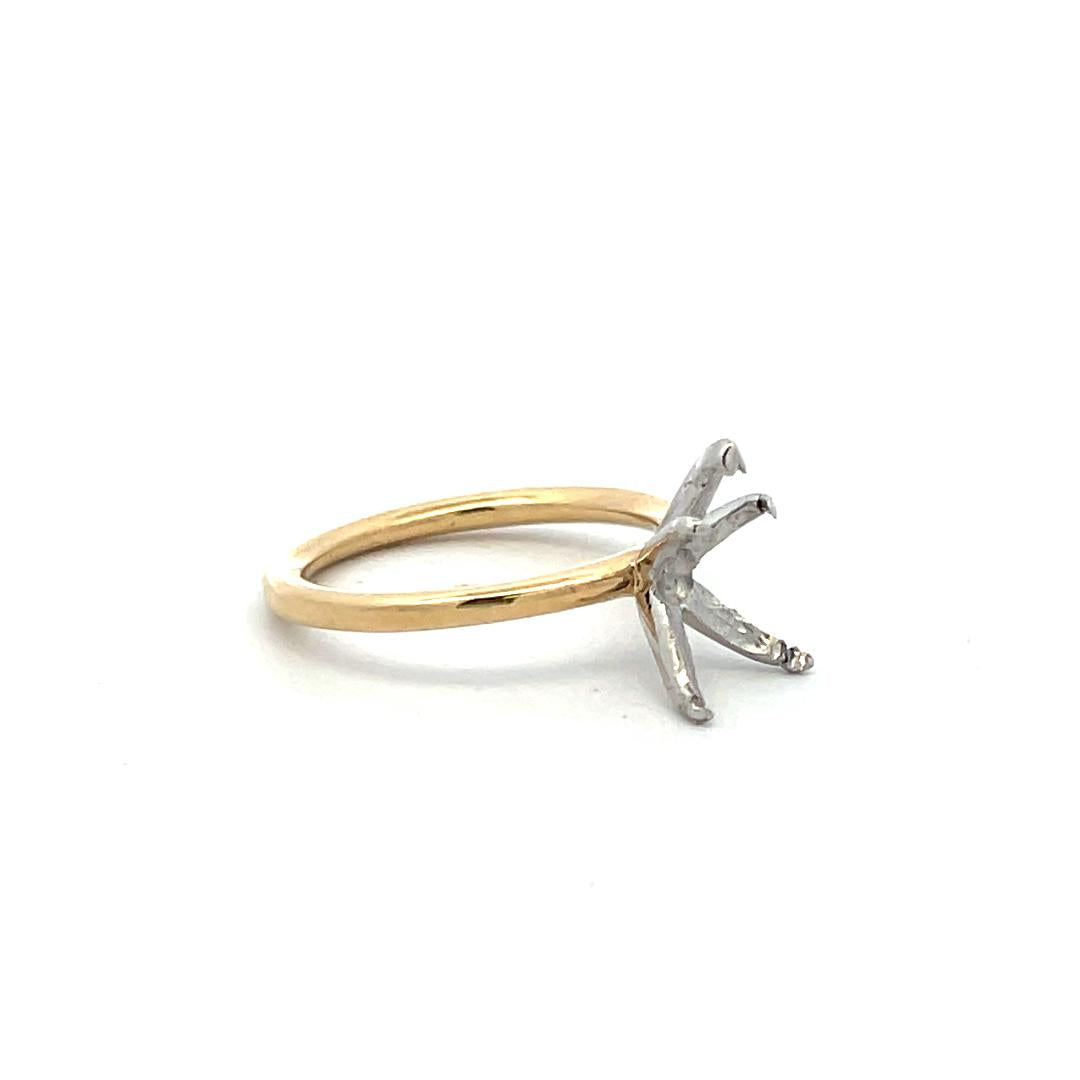 14 Karat Two Tone Gold/Platinum Semi Mount Ring Hold 2 plus carat pear shape