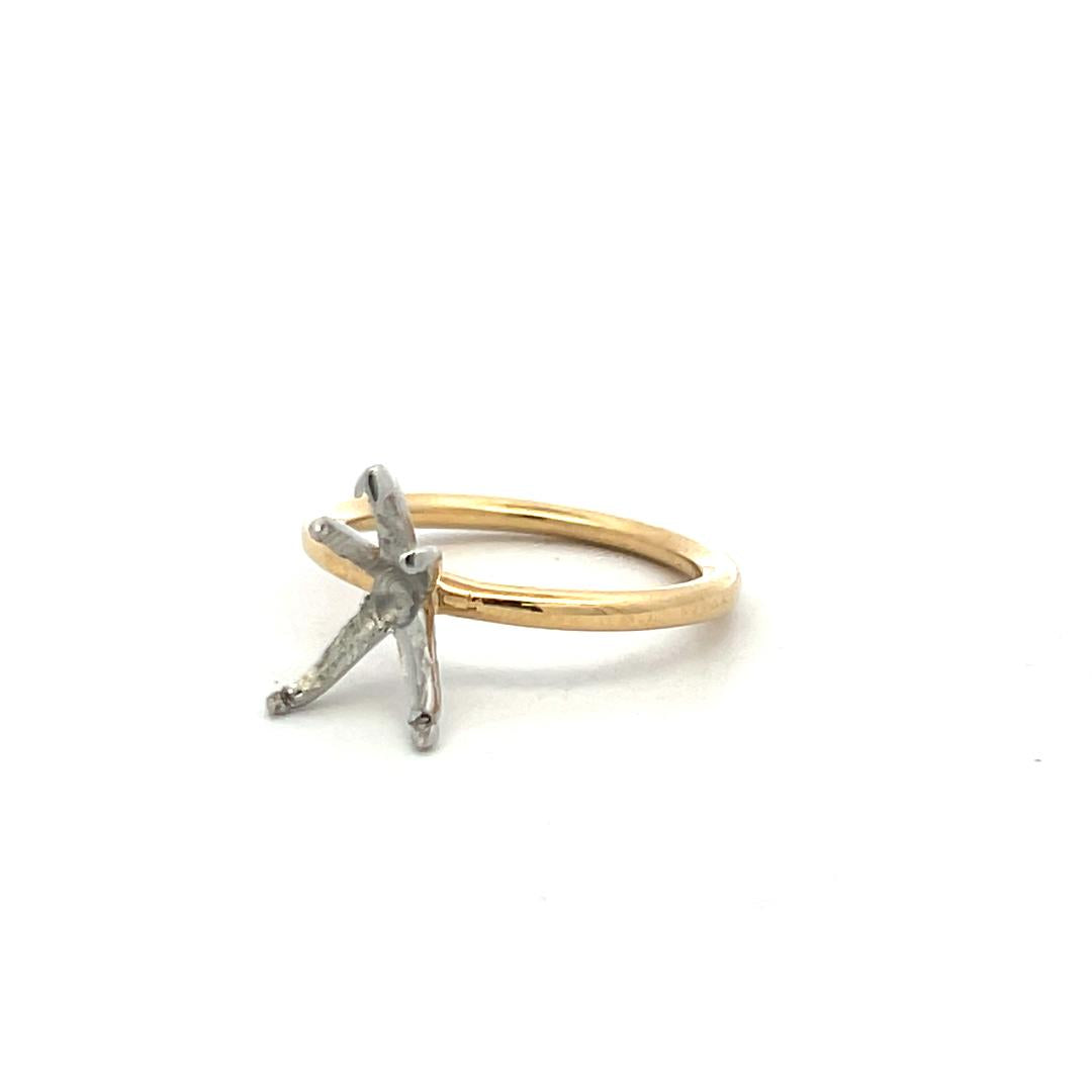 14 Karat Two Tone Gold/Platinum Semi Mount Ring Hold 2 plus carat pear shape