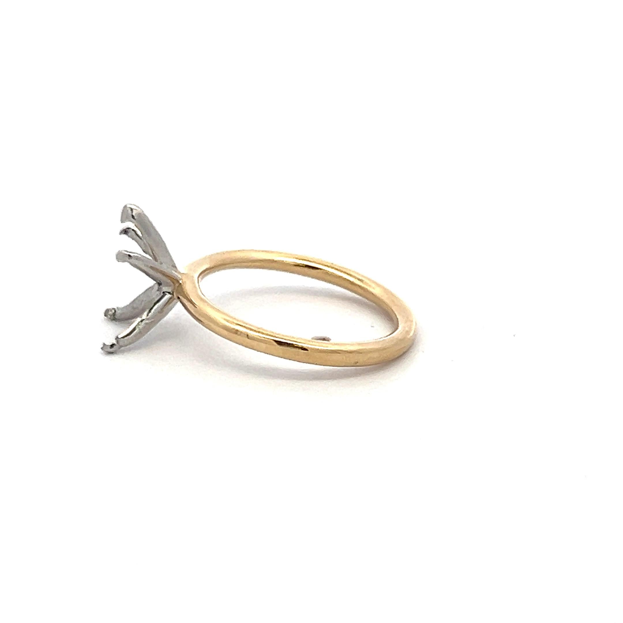 14 Karat Two Tone Gold/Platinum Semi Mount Ring Hold 2 plus carat pear shape