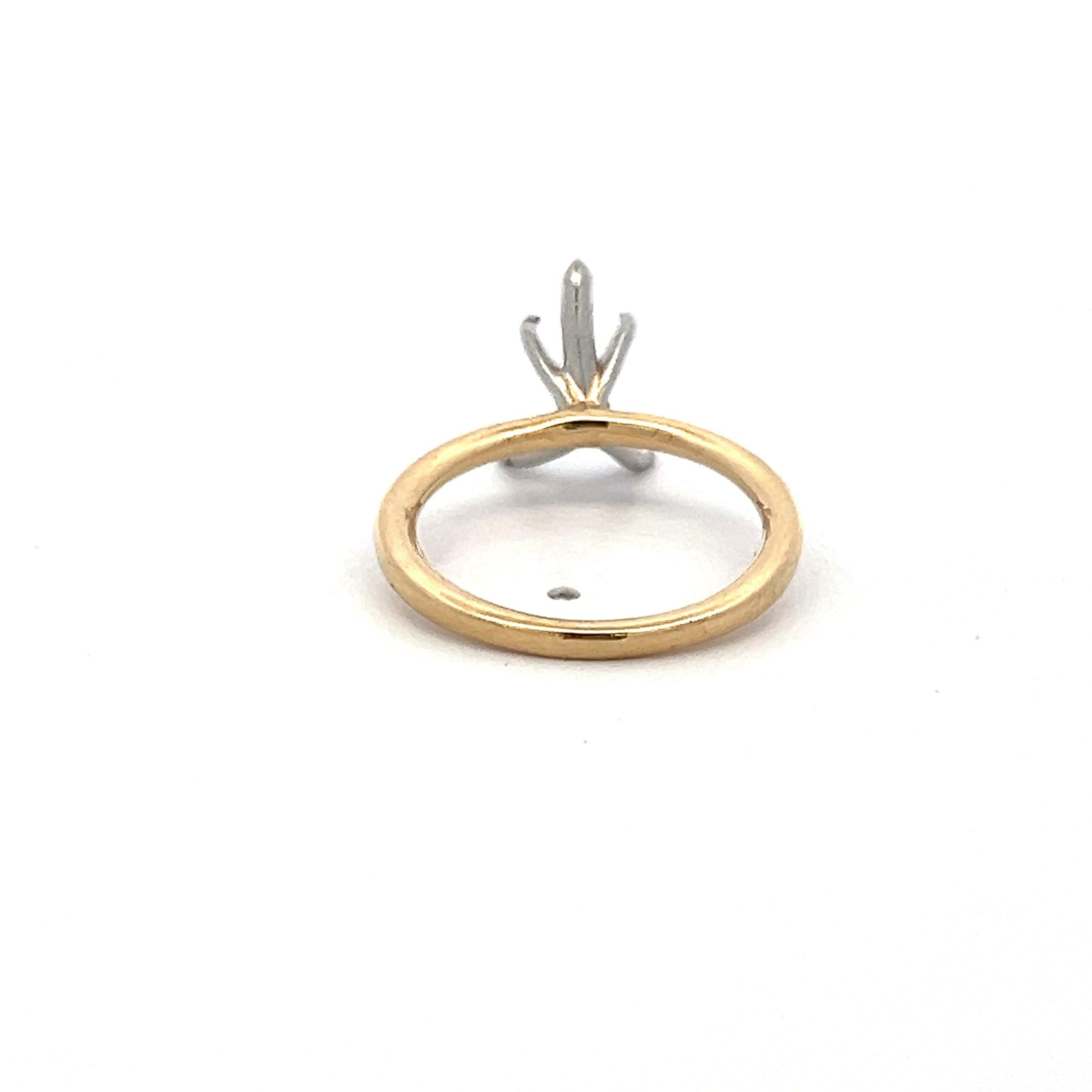 14 Karat Two Tone Gold/Platinum Semi Mount Ring Hold 2 plus carat pear shape