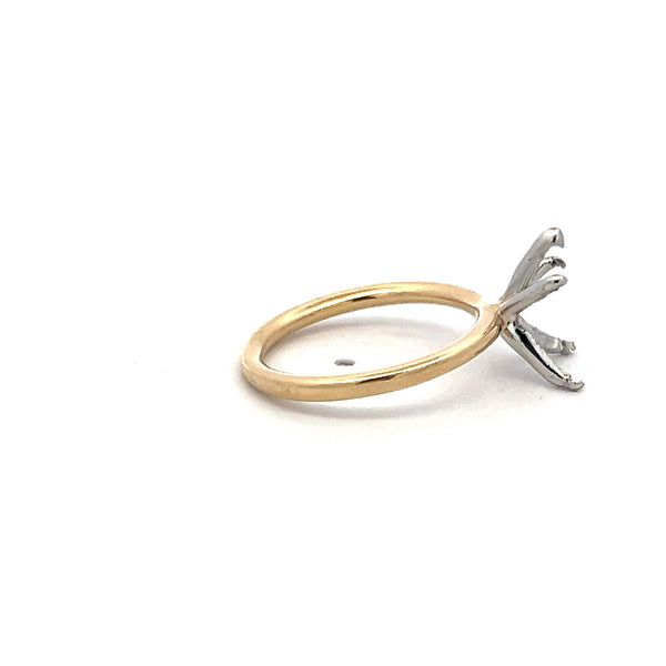 14 Karat Two Tone Gold/Platinum Semi Mount Ring Hold 2 plus carat pear shape