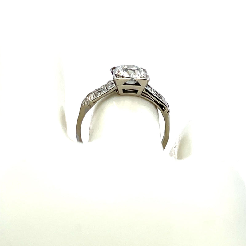 1.33 Carat Old European Cut J-H VS2-SI1 Diamond Platinum Art Deco Ring