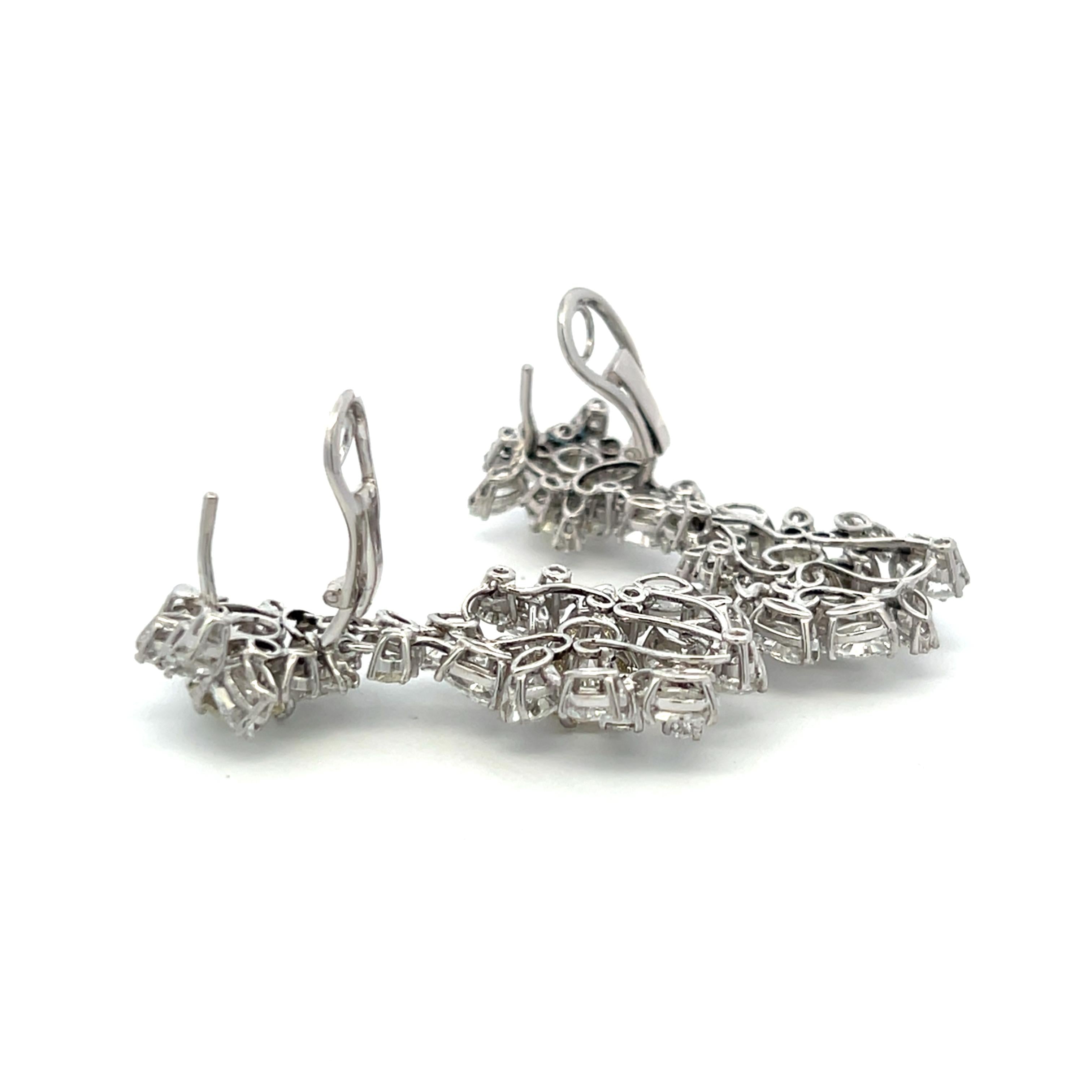 New Platinum Dangling Earrings with 14.47ct Round & Marquis Diamonds M VS1/VS2