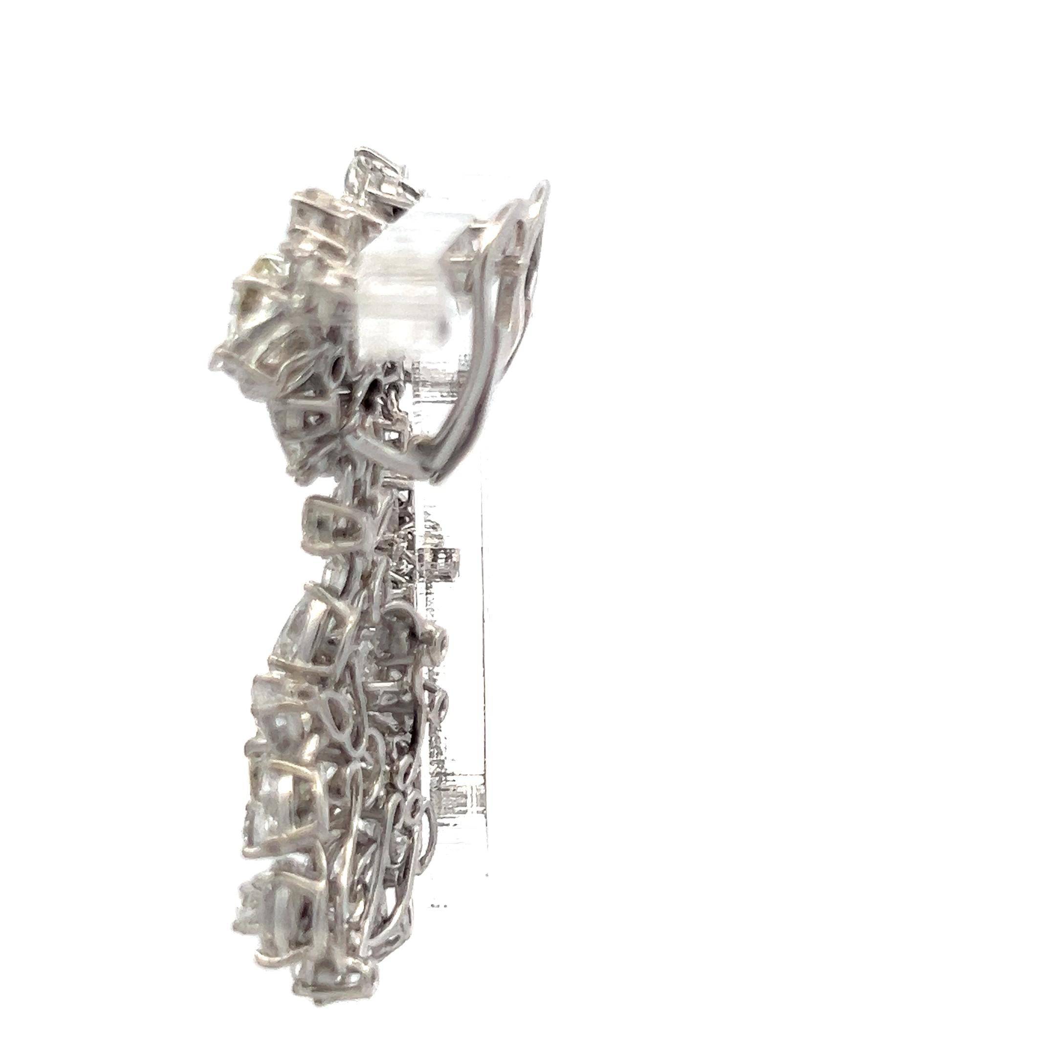 13.08 Carat Diamond Marquis & Round Brilliant Platinum Dangling Earrings