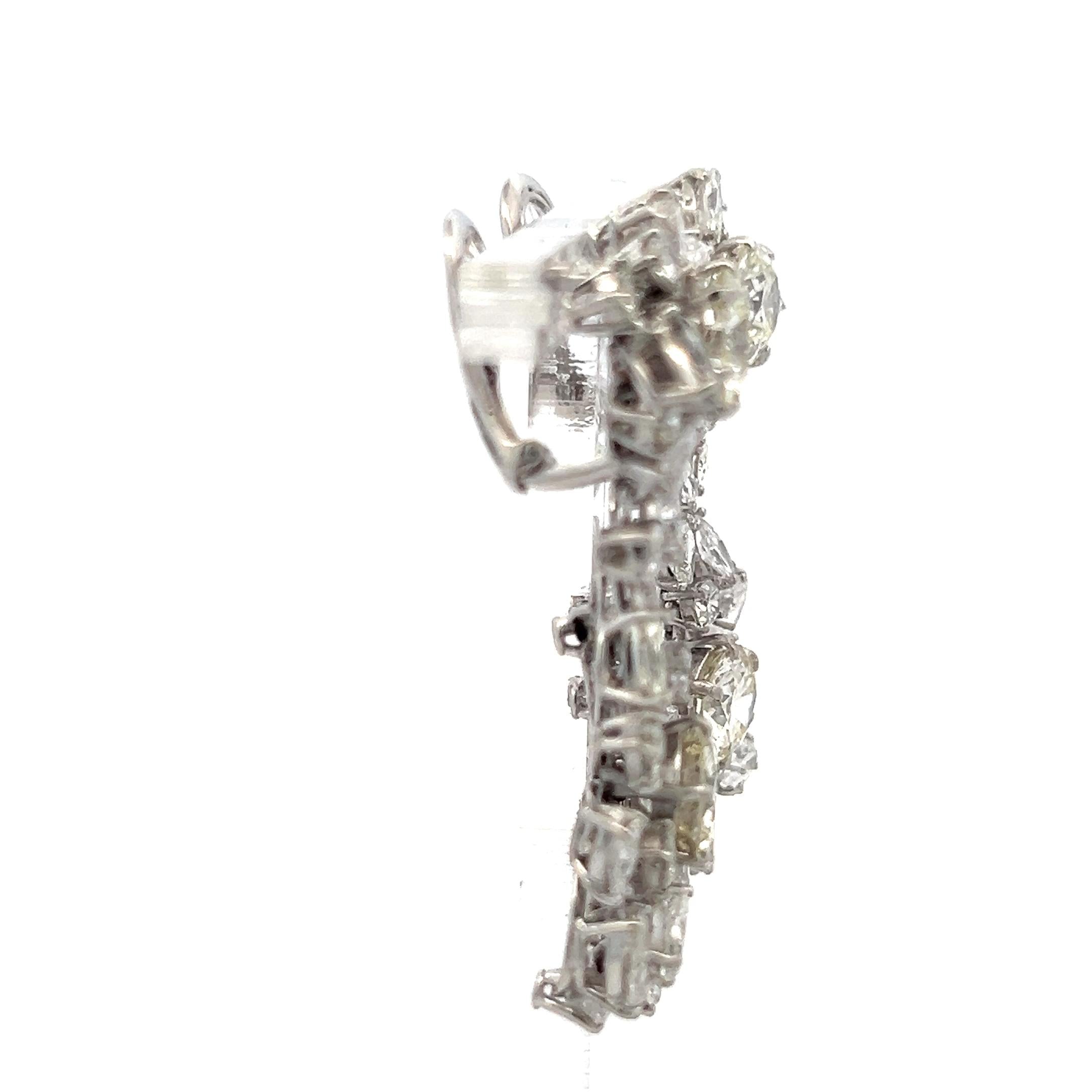 New Platinum Dangling Earrings with 14.47ct Round & Marquis Diamonds M VS1/VS2