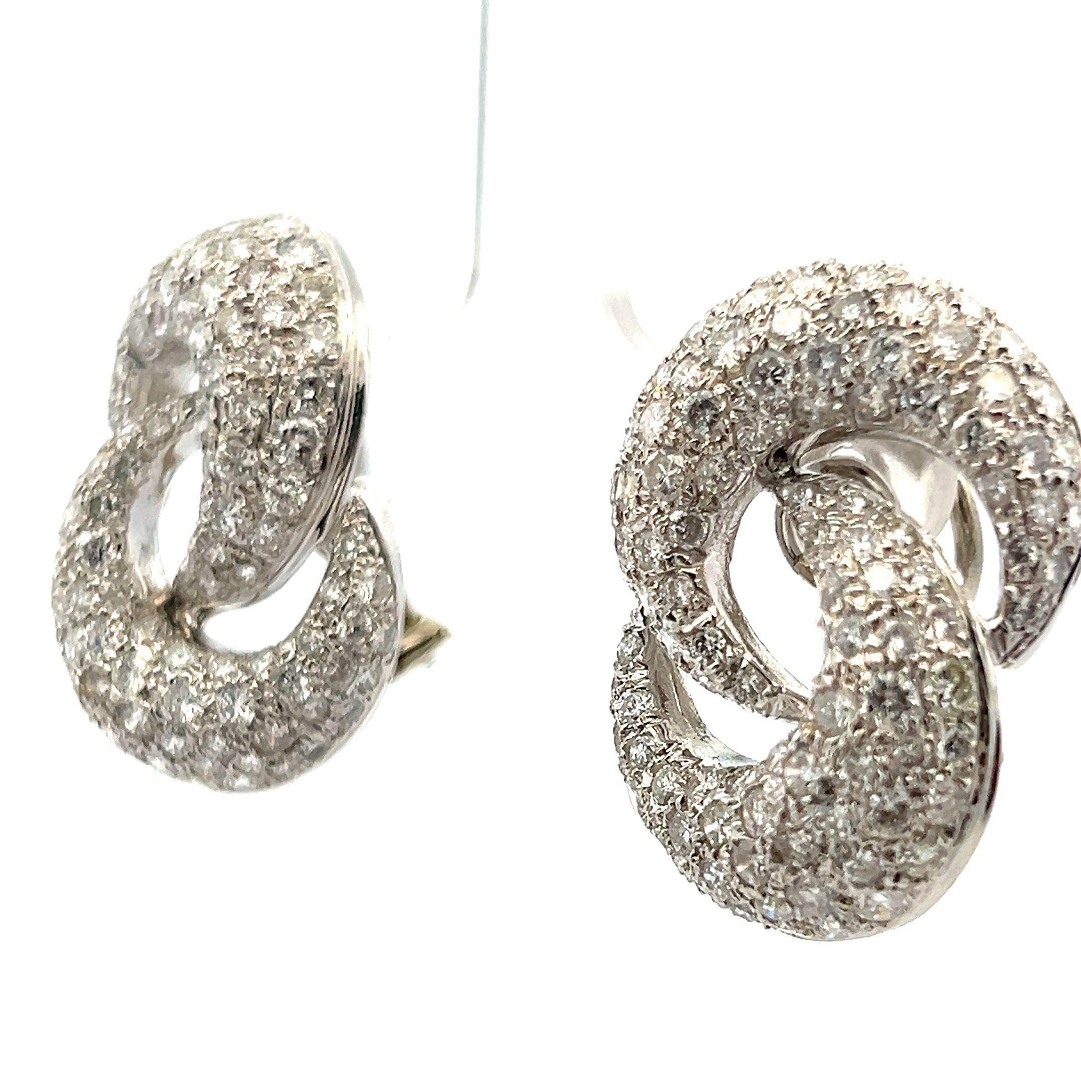 Vintage 18K White Gold Clip-On Earrings with 4.5 Carat Round F VS1 Diamonds