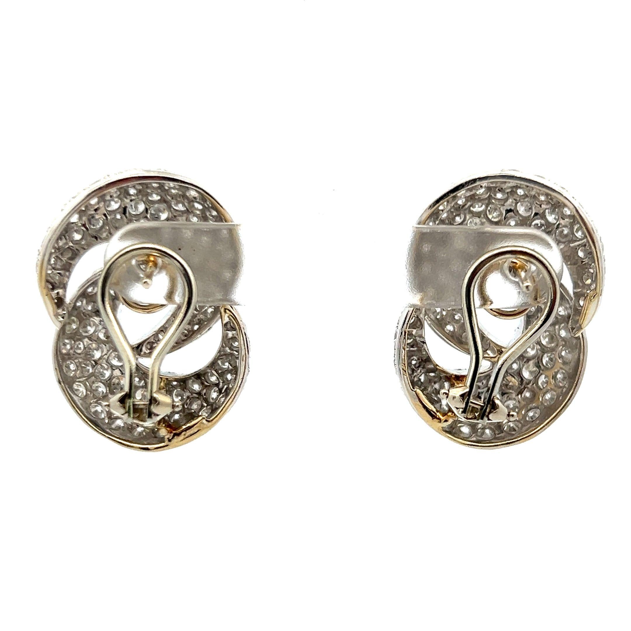 Vintage 18K White Gold Clip-On Earrings with 4.5 Carat Round F VS1 Diamonds