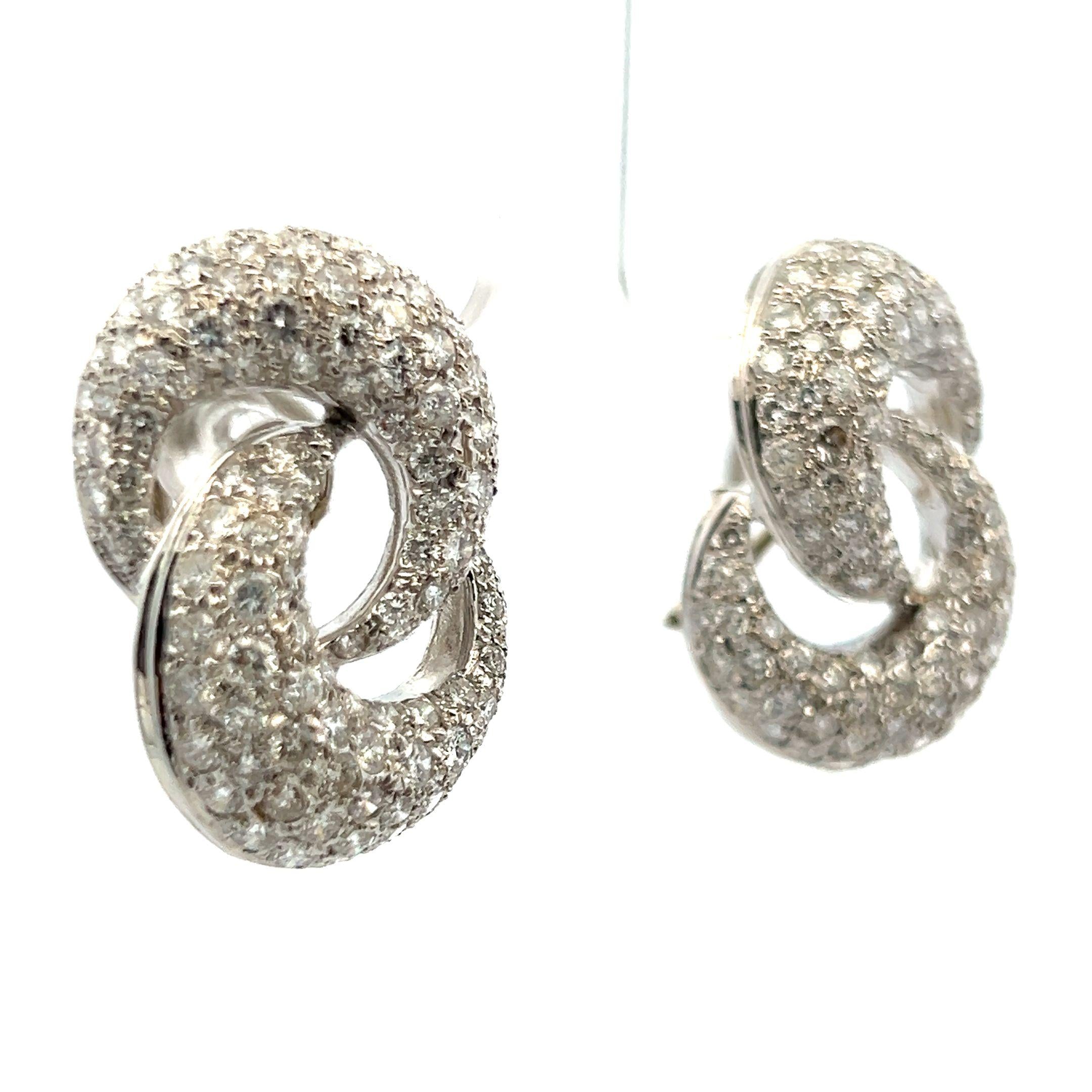 Vintage 18K White Gold Clip-On Earrings with 4.5 Carat Round F VS1 Diamonds