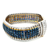 20.00 Carat Sapphire 7.70 Carat Round and Asscher Diamond 18K Gold/Plat Link Bracelet