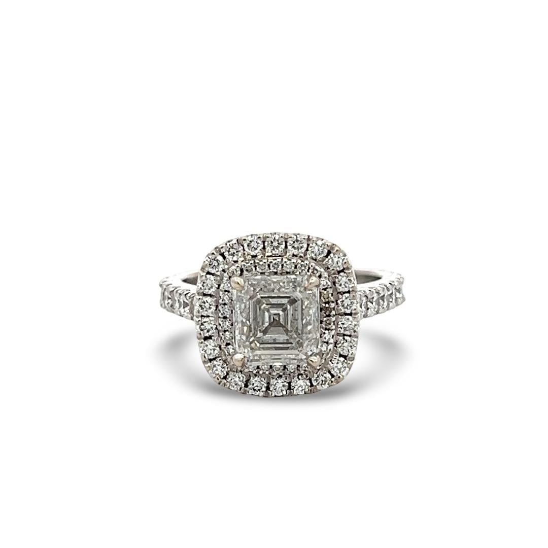 14K White Gold Engagement Ring with 1.99ct Lab-Grown and 1.22ct Natural Diamonds