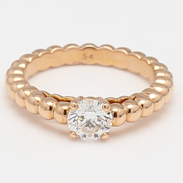 Van Cleef & Arpels 0.70 Carat Round Brilliant Diamond 18K Rose Gold Engagement Ring