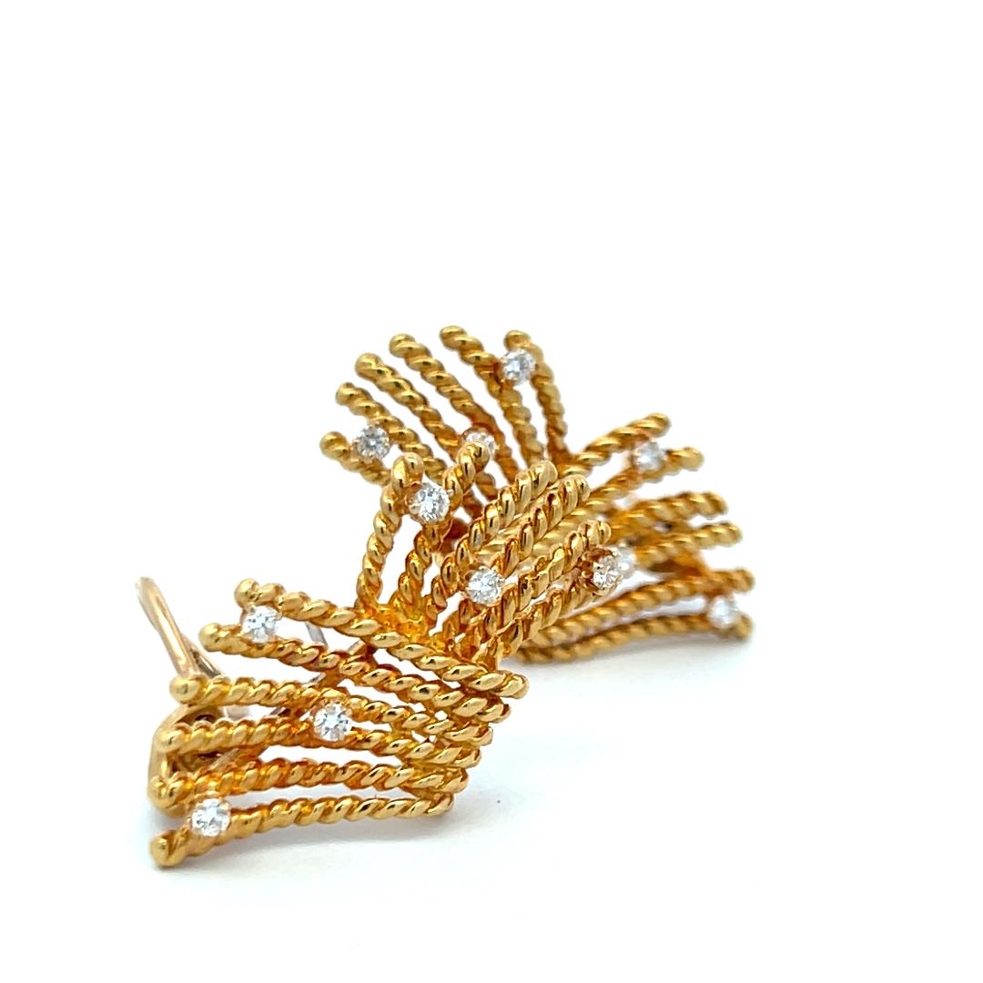 Tiffany & Co Vintage 18K YG Clip-On Earrings with 0.56 Carat Round Diamonds