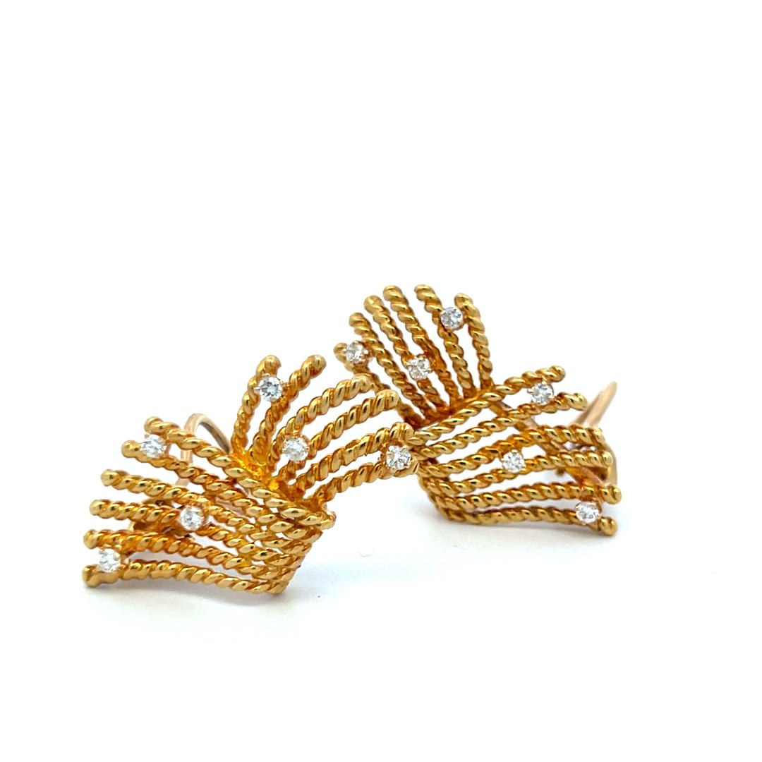 Tiffany & Co Vintage 18K YG Clip-On Earrings with 0.56 Carat Round Diamonds