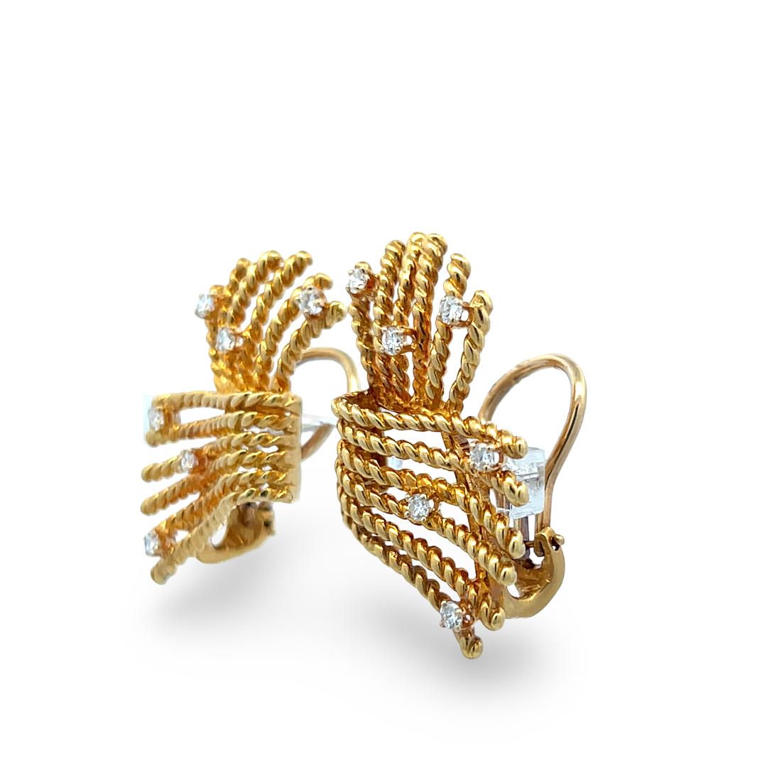 Tiffany & Co Vintage 18K YG Clip-On Earrings with 0.56 Carat Round Diamonds