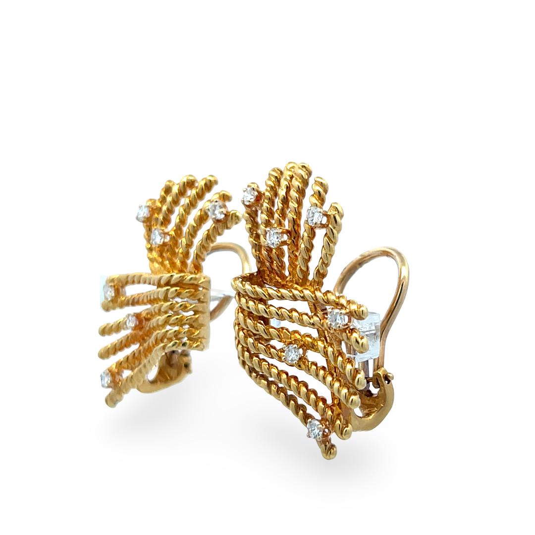 Tiffany & Co 18K Yellow Gold Clip-On Earrings with 0.56 Carat Round F VS Diamond