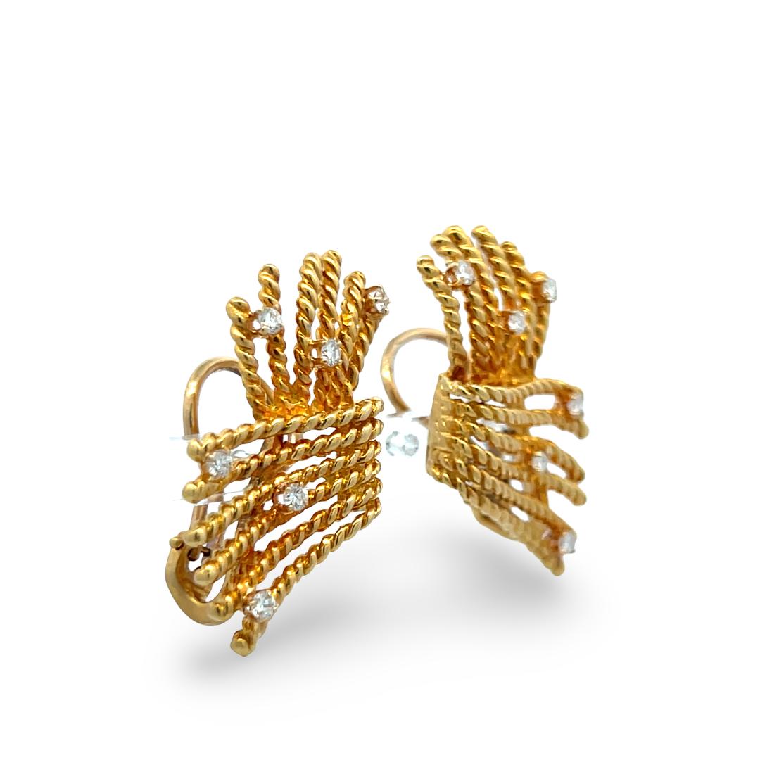 Tiffany & Co Vintage 18K YG Clip-On Earrings with 0.56 Carat Round Diamonds