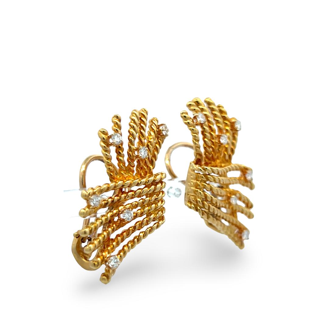Tiffany & Co 18K Yellow Gold Clip-On Earrings with 0.56 Carat Round F VS Diamond