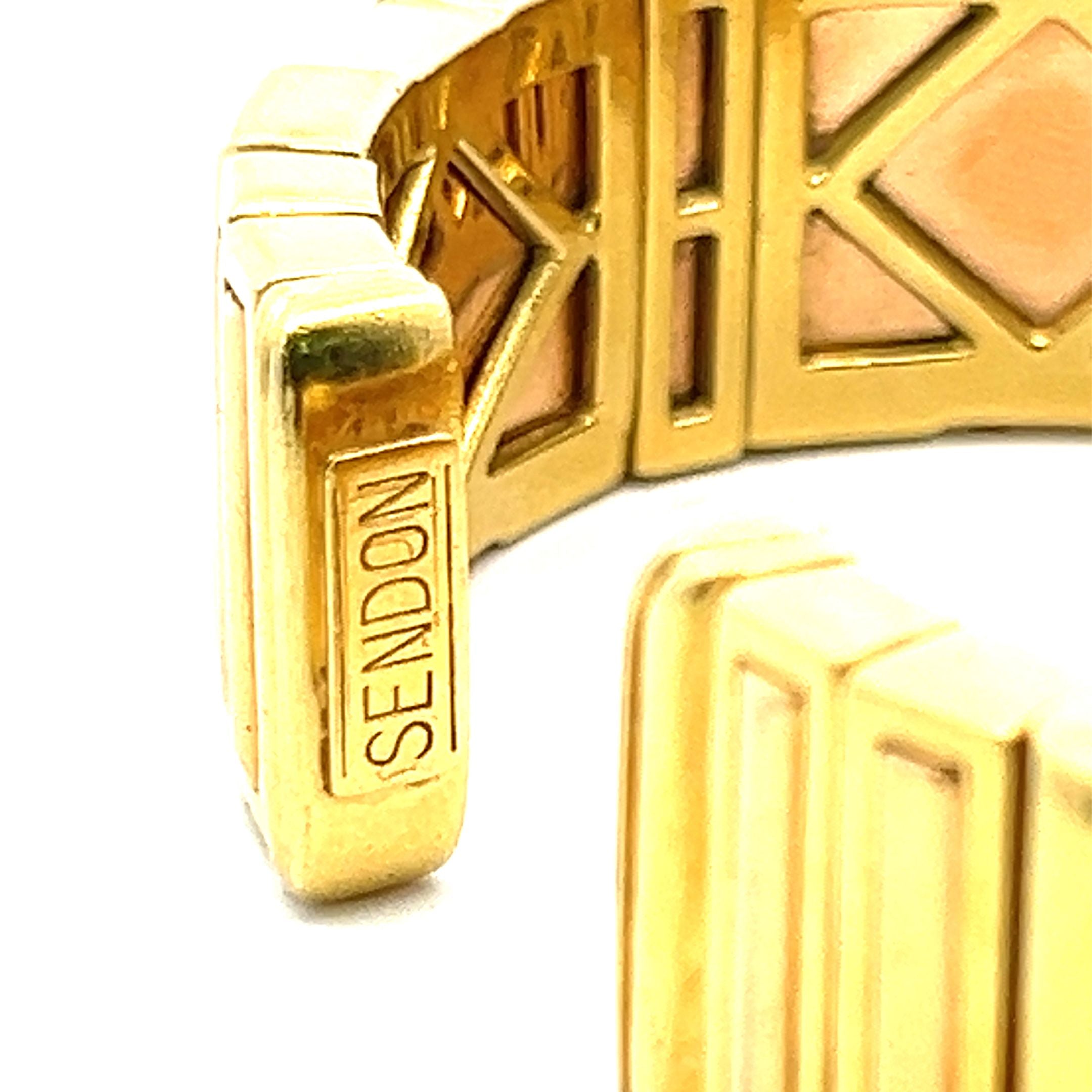 2.00 Carat Emerald Cut Diamond 18 Karat Two Tone Gold Cuff Bracelet