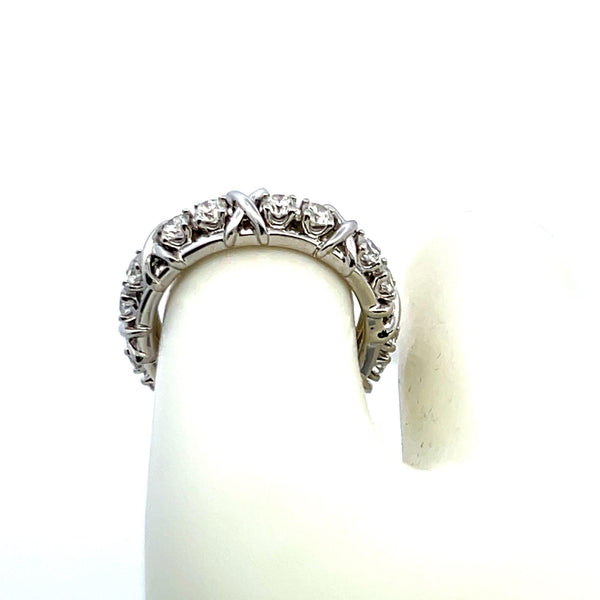 Tiffany & Co. 1.14ct F VS1 Diamond Platinum X-Design Eternity Band Ring