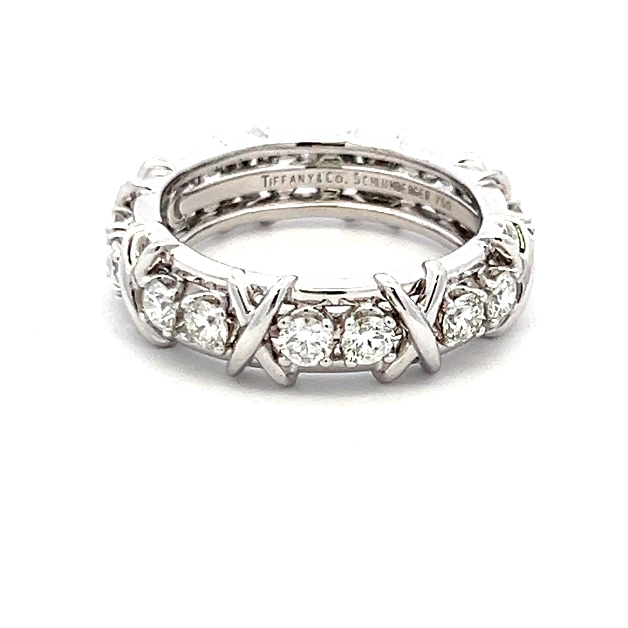 Tiffany & Co. 1.14ct F VS1 Diamond Platinum X-Design Eternity Band Ring