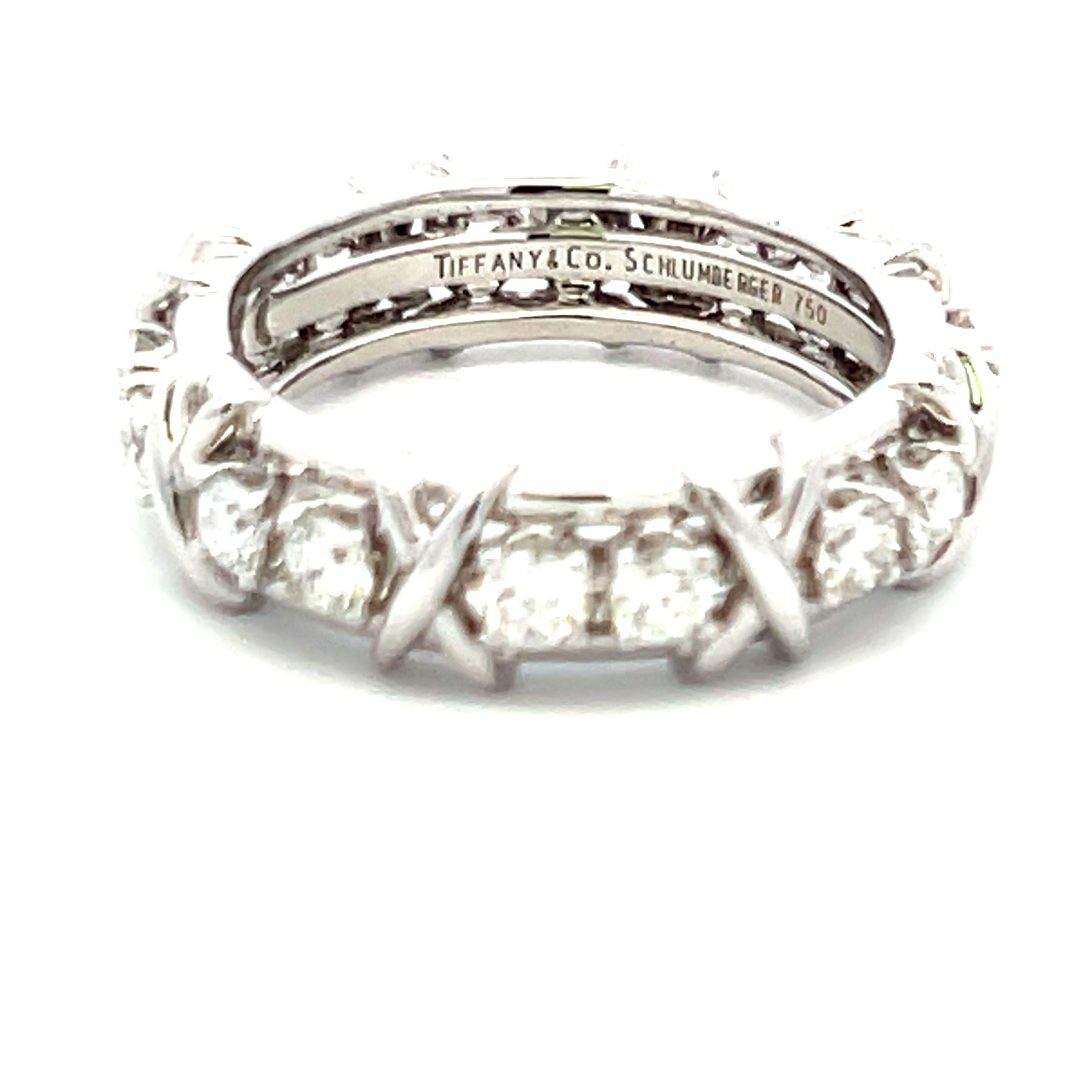 Tiffany & Co. 1.14ct F VS1 Diamond Platinum X-Design Eternity Band Ring