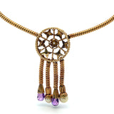 2.00 Carat Amethysts and Pearl 0.95 Carat Diamond 18K Gold/Platinum Pendant Necklace