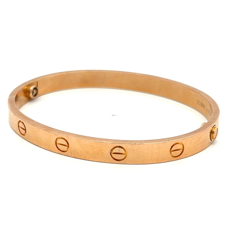 Cartier 18 Karat Rose Gold Love Bracelet Size 18