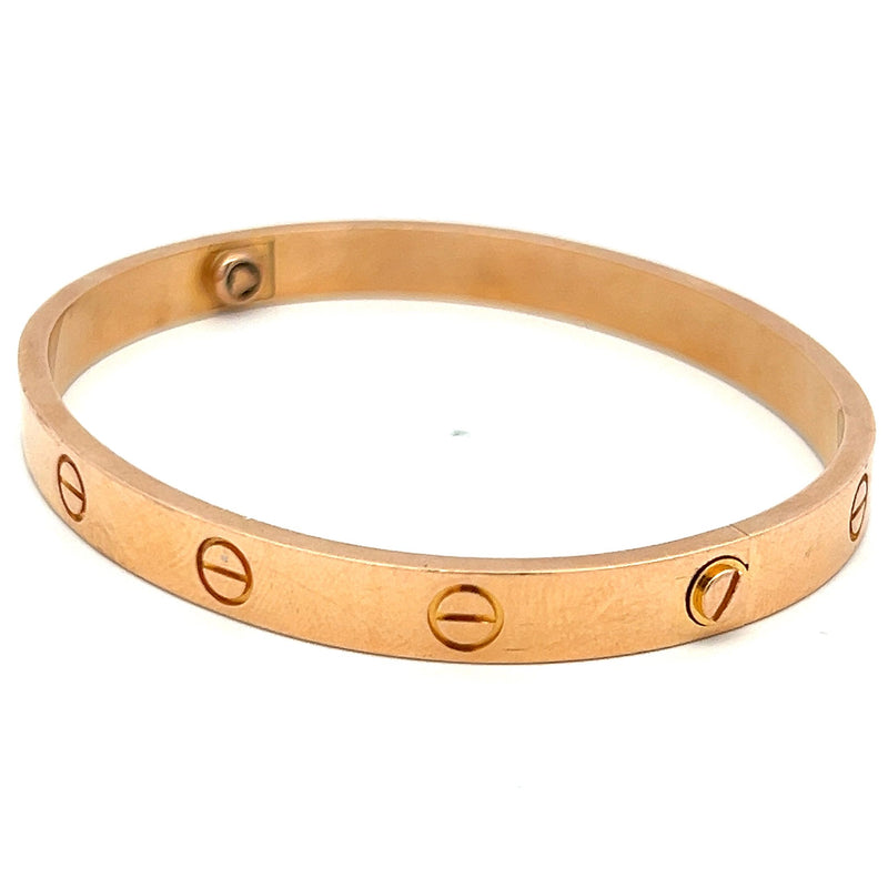 Cartier 18 Karat Rose Gold Love Bracelet Size 18