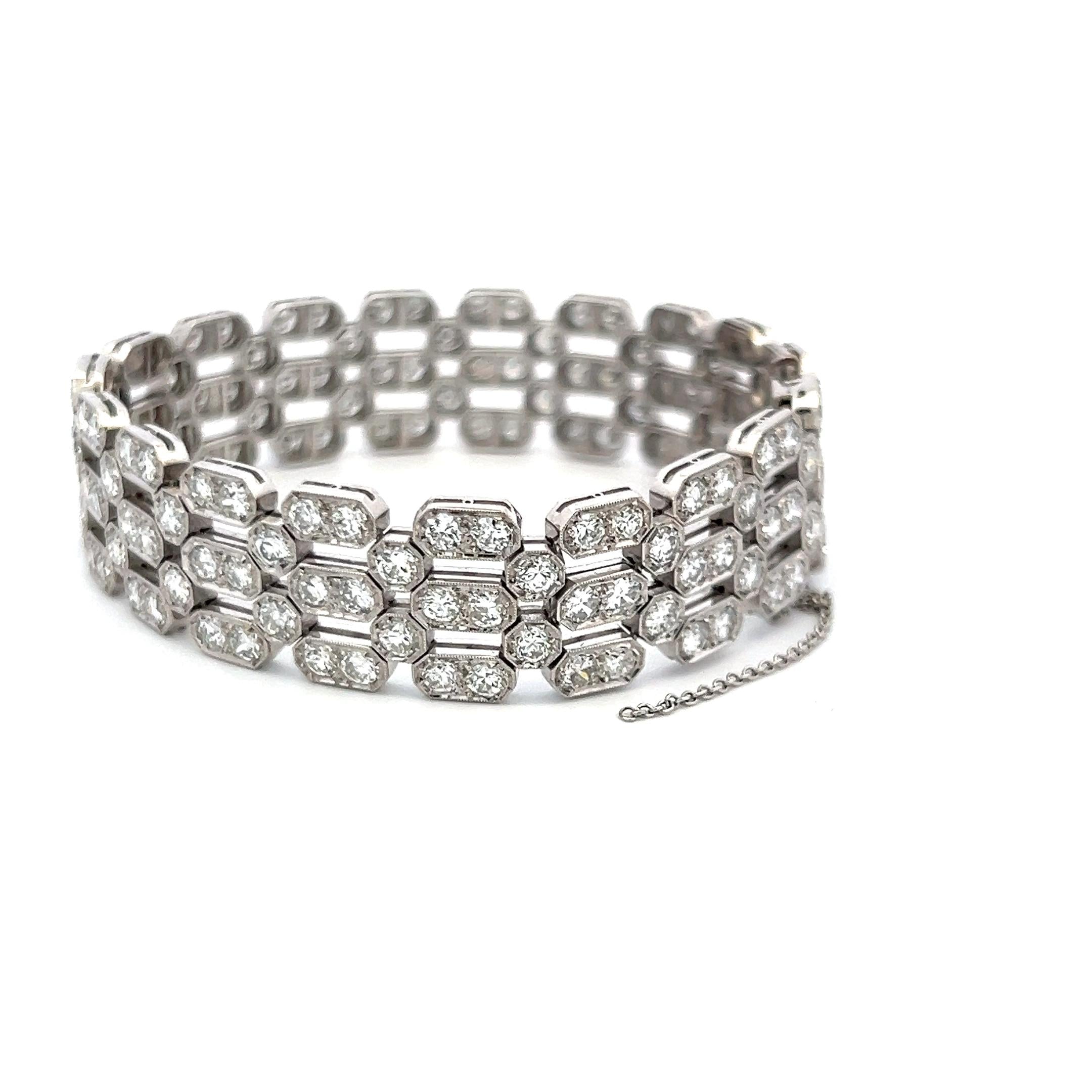 Harry Winston Platinum Link Bracelet with 11.75 Carat Round G-SI1 Diamonds