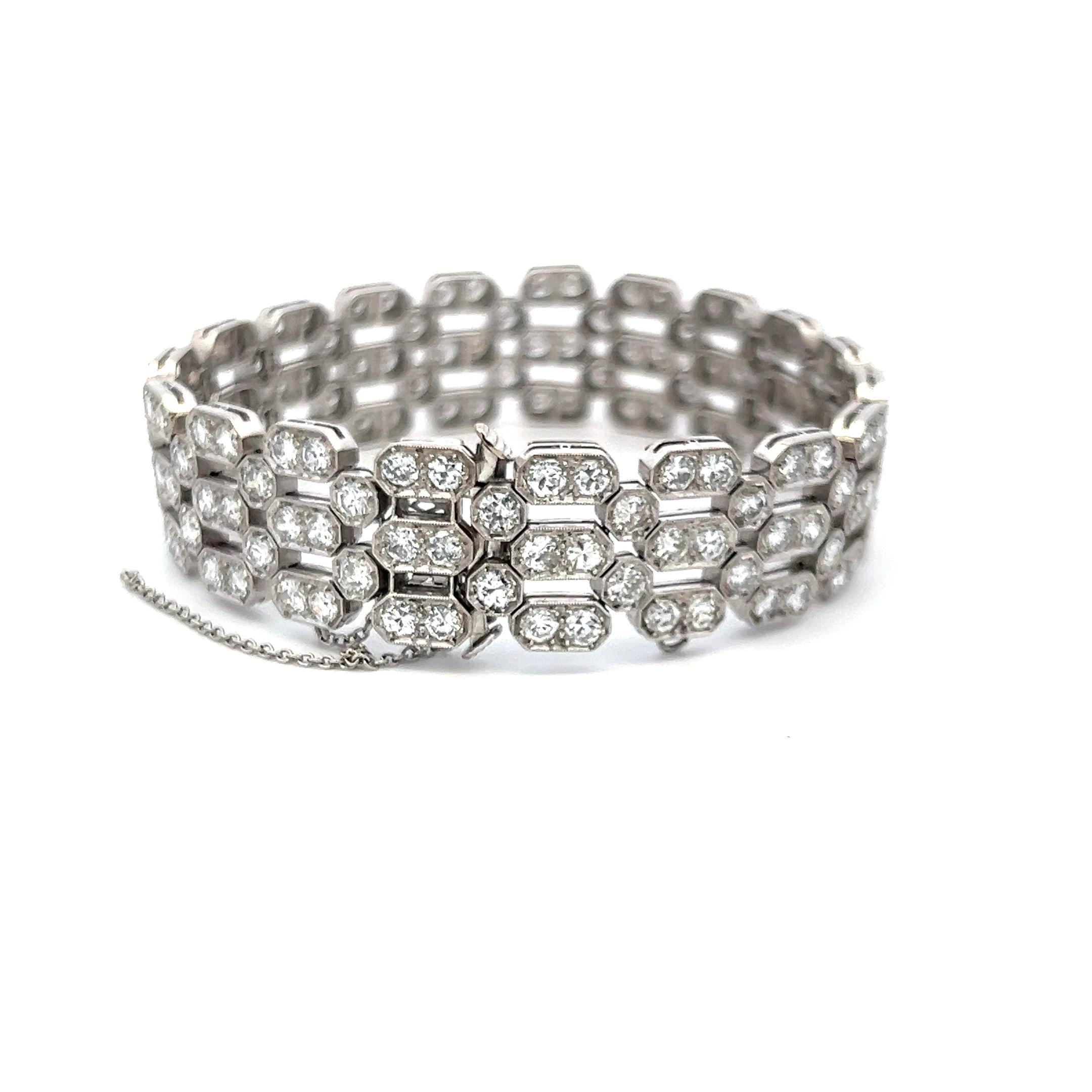Harry Winston Platinum Link Bracelet with 11.75 Carat Round G-SI1 Diamonds