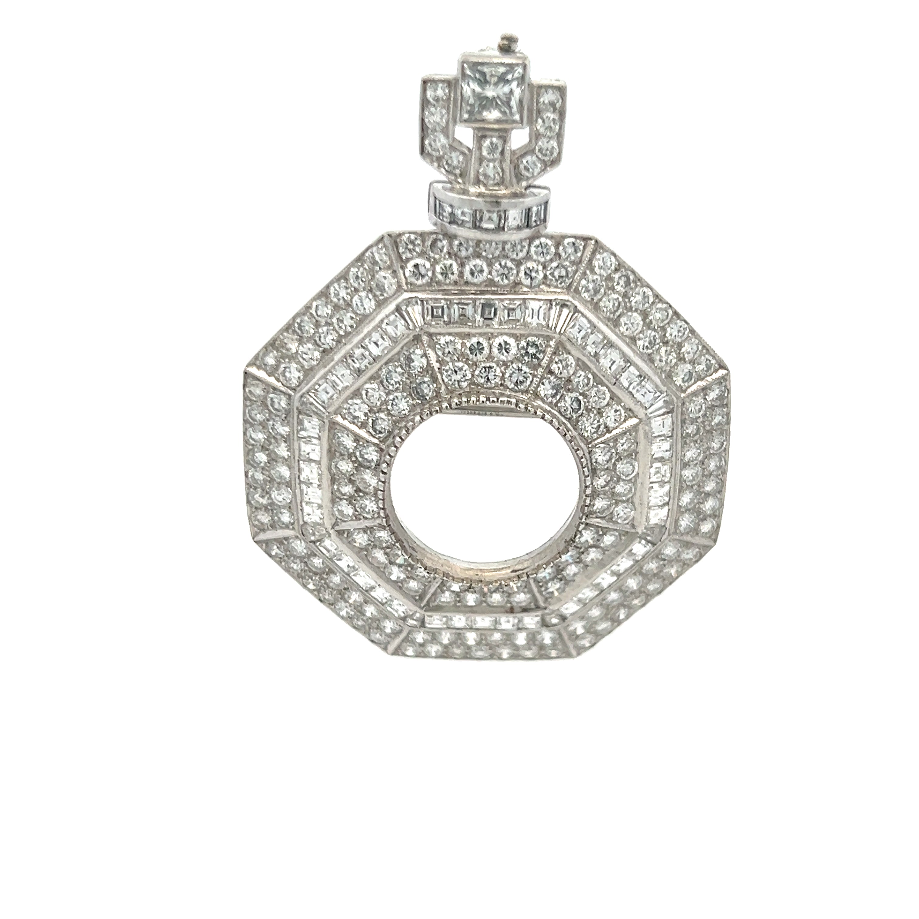 4.50 Carat Round Brilliant I VS1 and Asscher Cut I VS1 Diamond Platinum Pandent