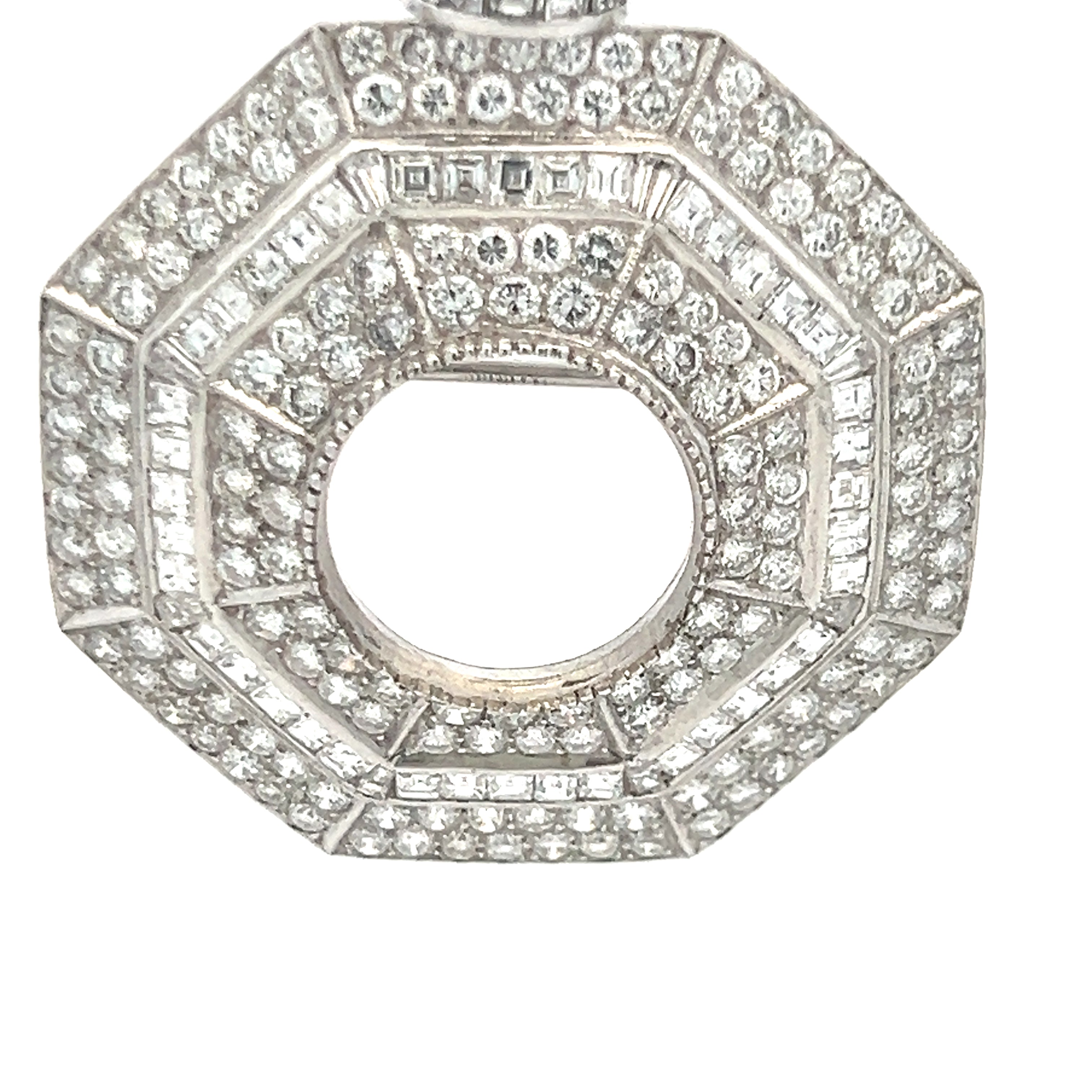 4.50 Carat Round Brilliant I VS1 and Asscher Cut I VS1 Diamond Platinum Pandent