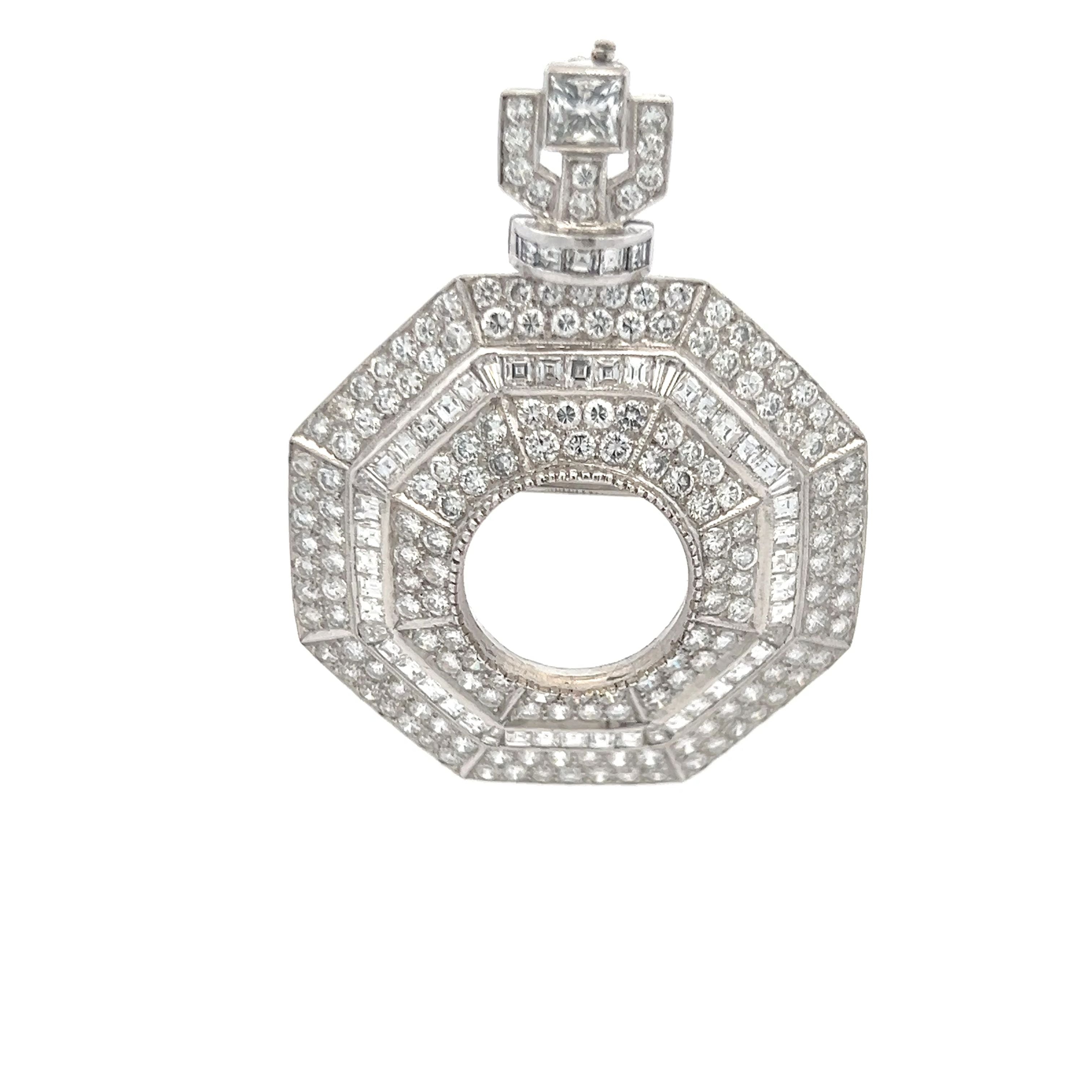 4.50 Carat Round Brilliant I VS1 and Asscher Cut I VS1 Diamond Platinum Pandent